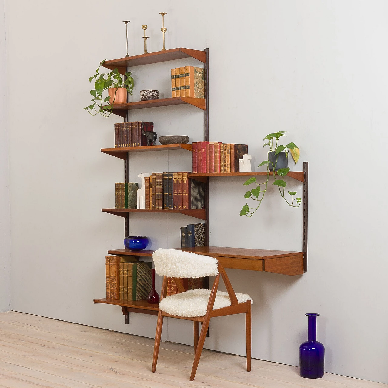 Teak bookcase with desk by Kai Kristiansen for FM Møbler, 1960s 2