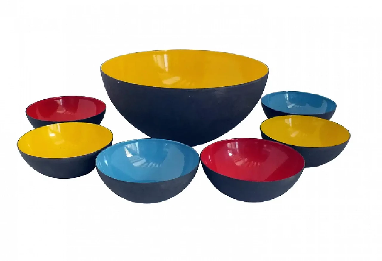 7 Coloured metal bowls by Herbert Krenchel, 1950s 1