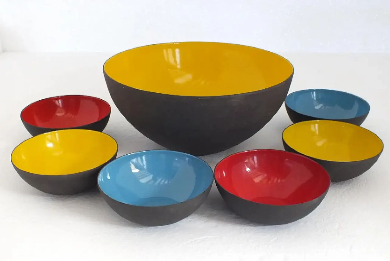 7 Coloured metal bowls by Herbert Krenchel, 1950s 2