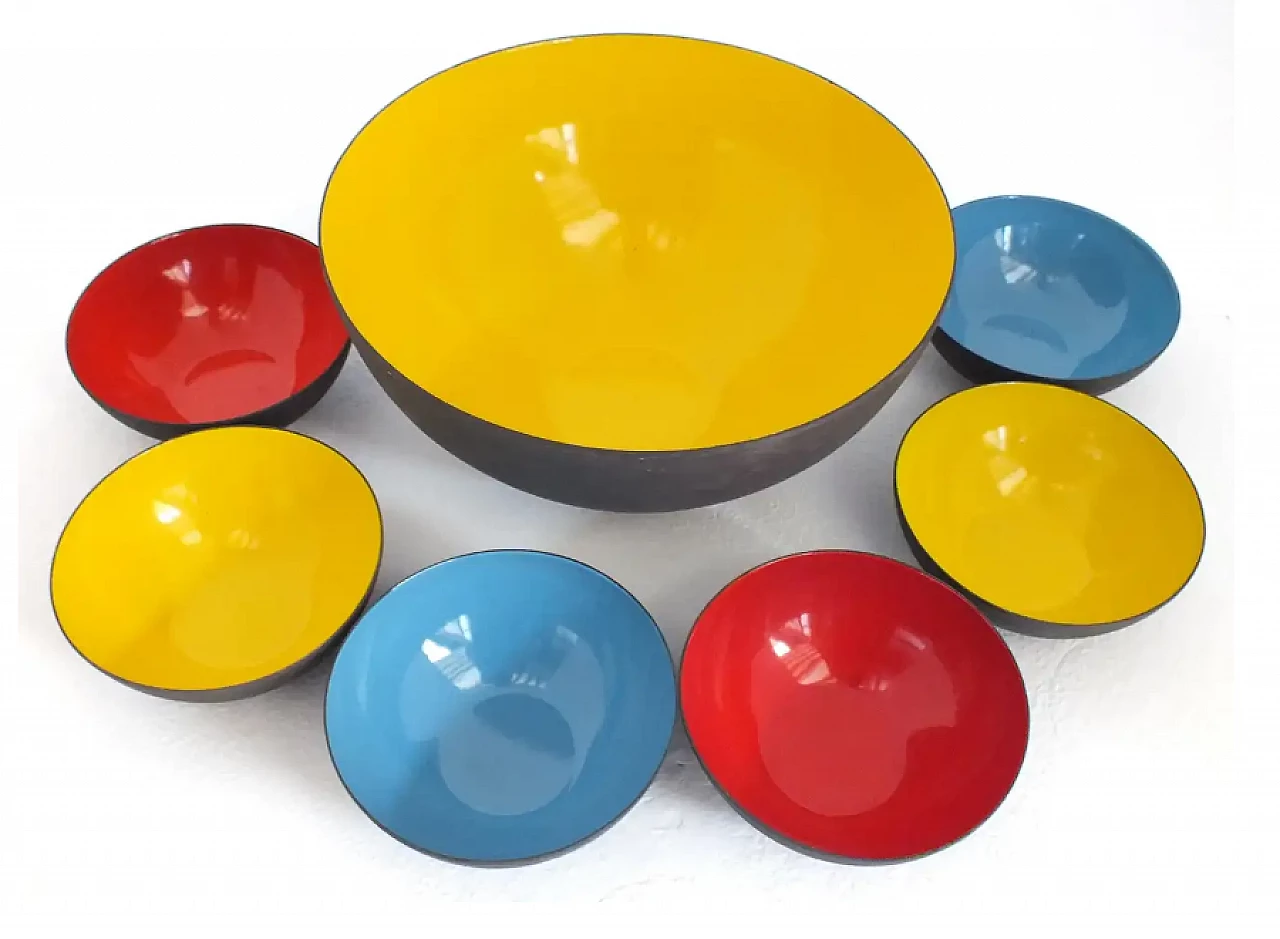 7 Coloured metal bowls by Herbert Krenchel, 1950s 3