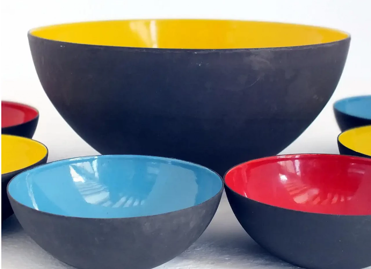 7 Coloured metal bowls by Herbert Krenchel, 1950s 4