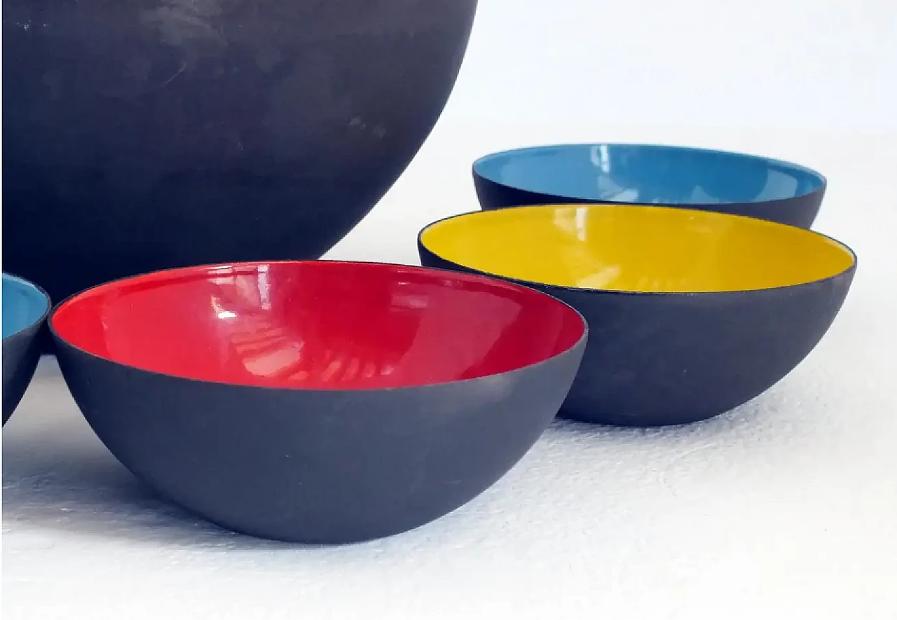 7 Coloured metal bowls by Herbert Krenchel, 1950s 6