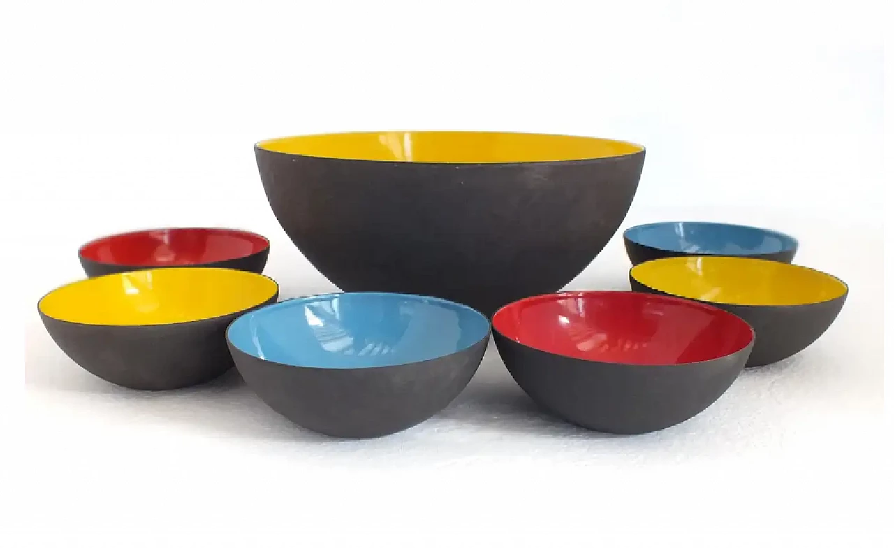 7 Coloured metal bowls by Herbert Krenchel, 1950s 8