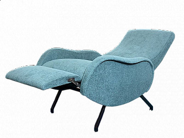 Light blue fabric reclining armchair by Marco Zanuso, 1960s