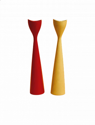 Coppia di porta candele danesi in teak verniciato, anni '60