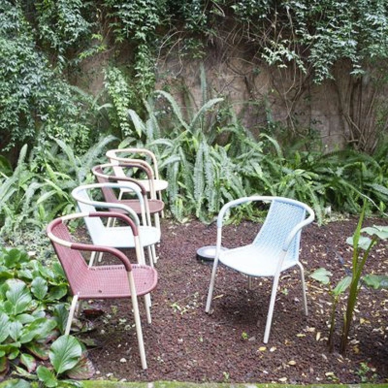 5 Plastic and lacquered metal armchairs, 1960s 2
