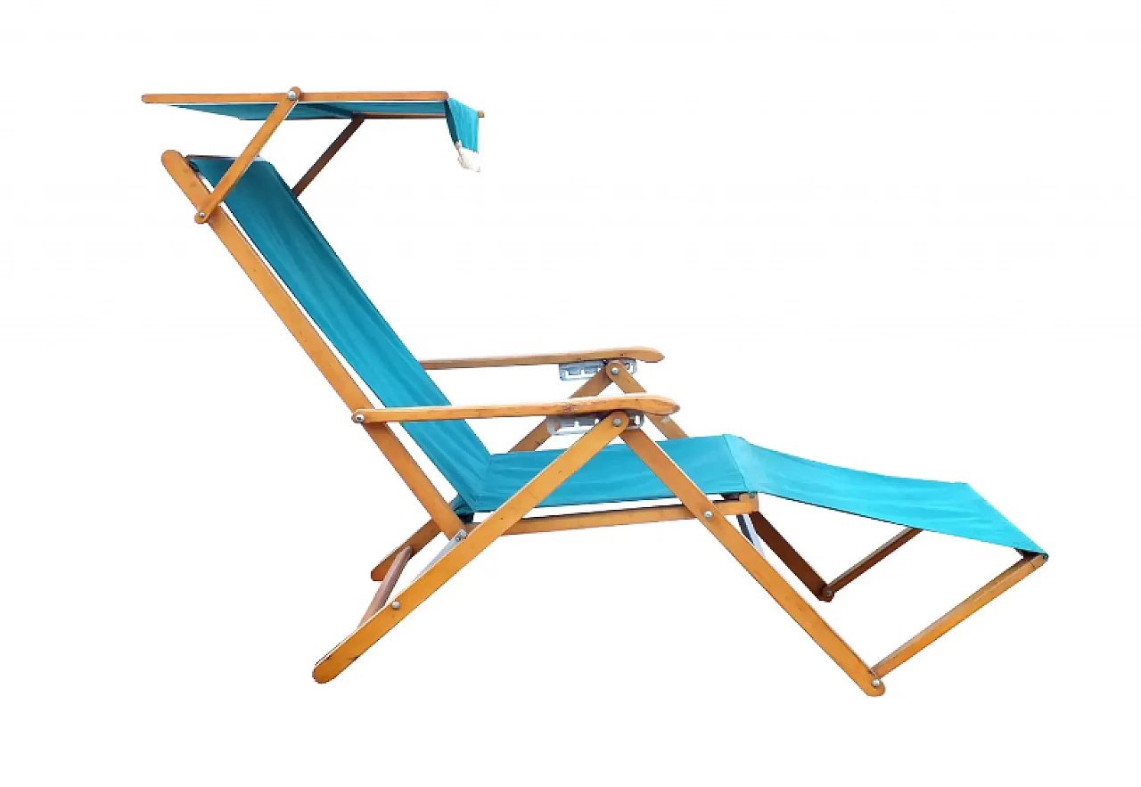 Capri deckchair in wood and fabric, 1950s 1