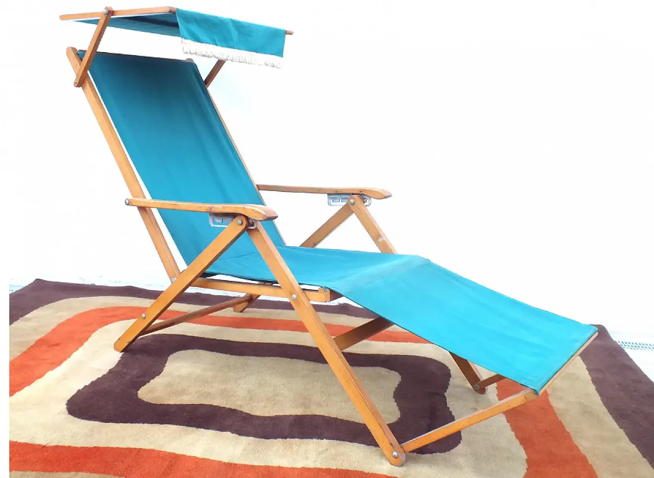 Capri deckchair in wood and fabric, 1950s 2
