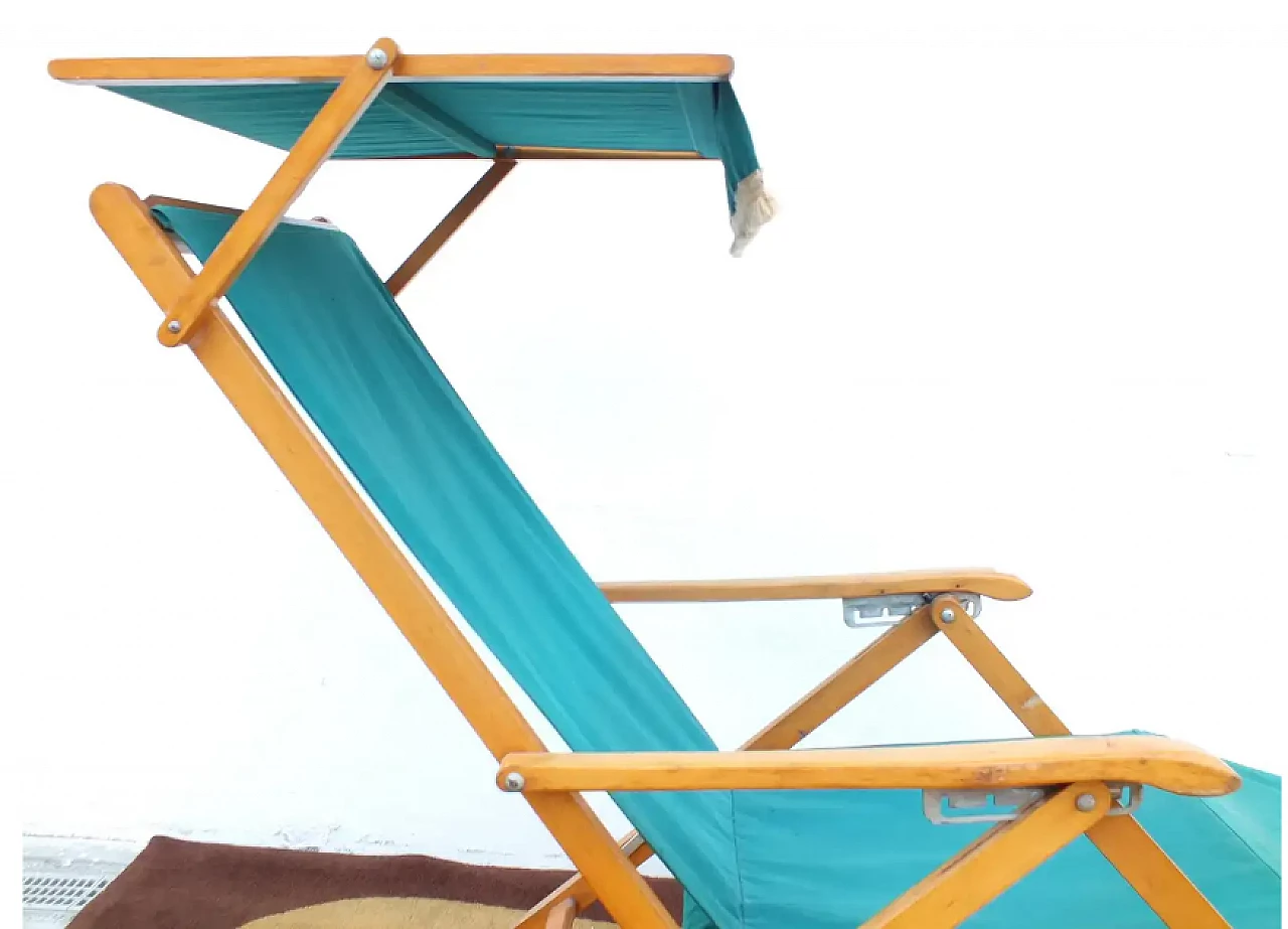 Capri deckchair in wood and fabric, 1950s 3