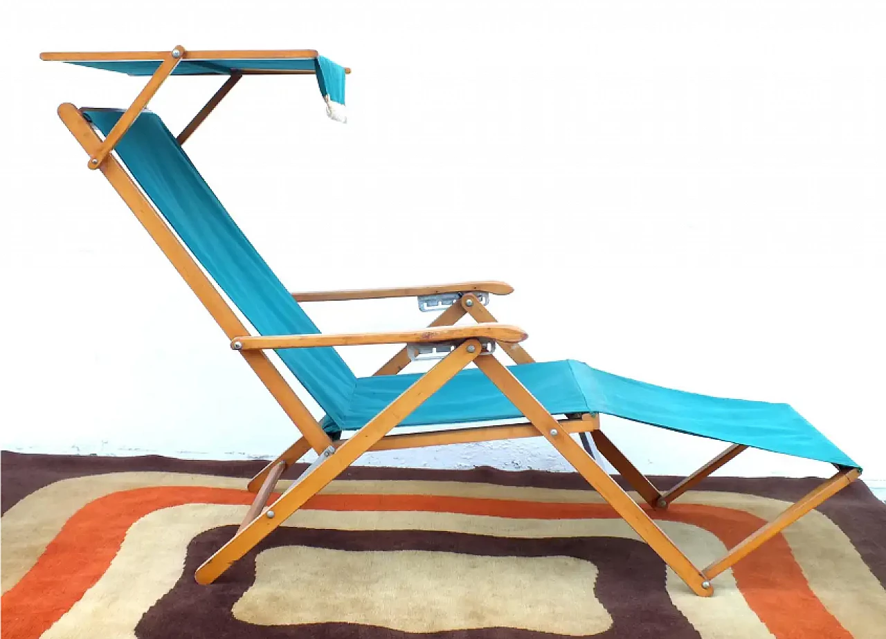 Capri deckchair in wood and fabric, 1950s 7