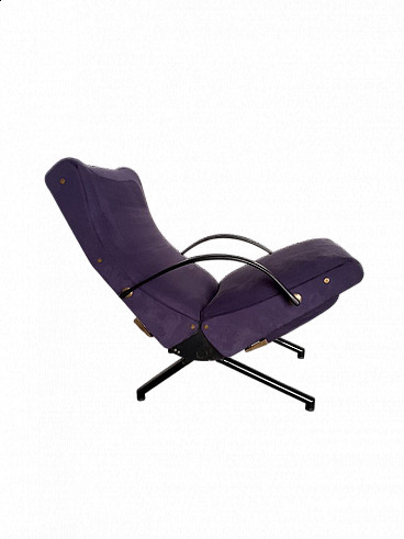Tecno P40 armchair in purple alcantara by Osvaldo Borsani, 1950s