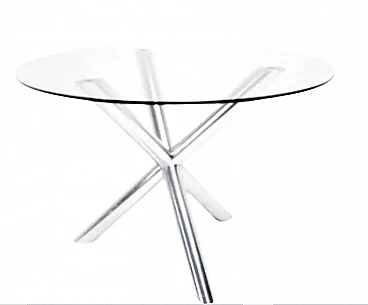 Tavolo in cromo e vetro Renato Zevi per Roche Bobois, anni '70