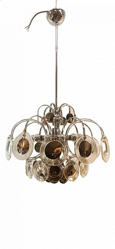 Steel and Murano glass 12-light chandelier by Sciolari, 1960s