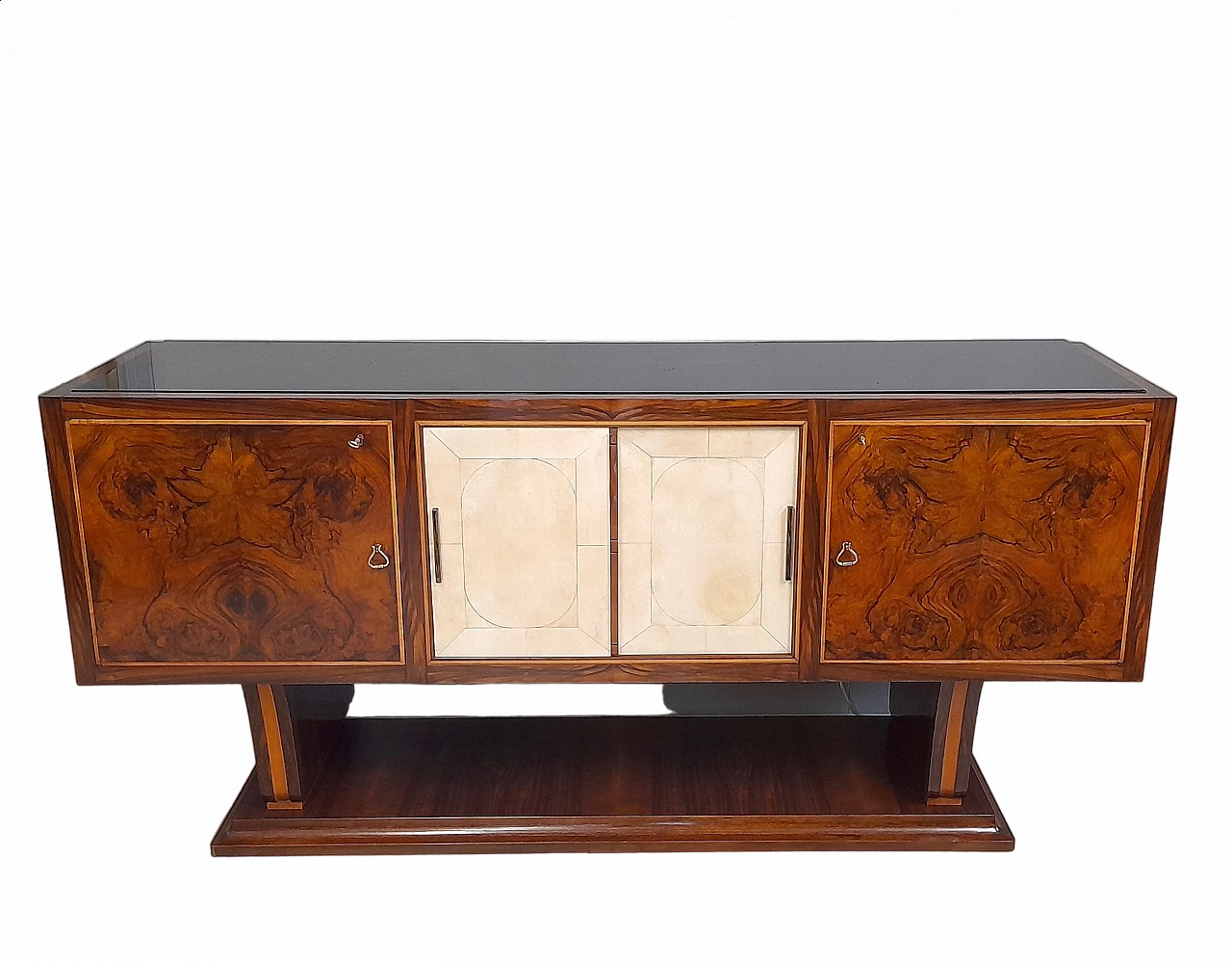 Art Deco sideboard in rosewood and parchment, 1940s 12