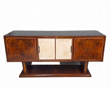 Art Deco sideboard in rosewood and parchment, 1940s