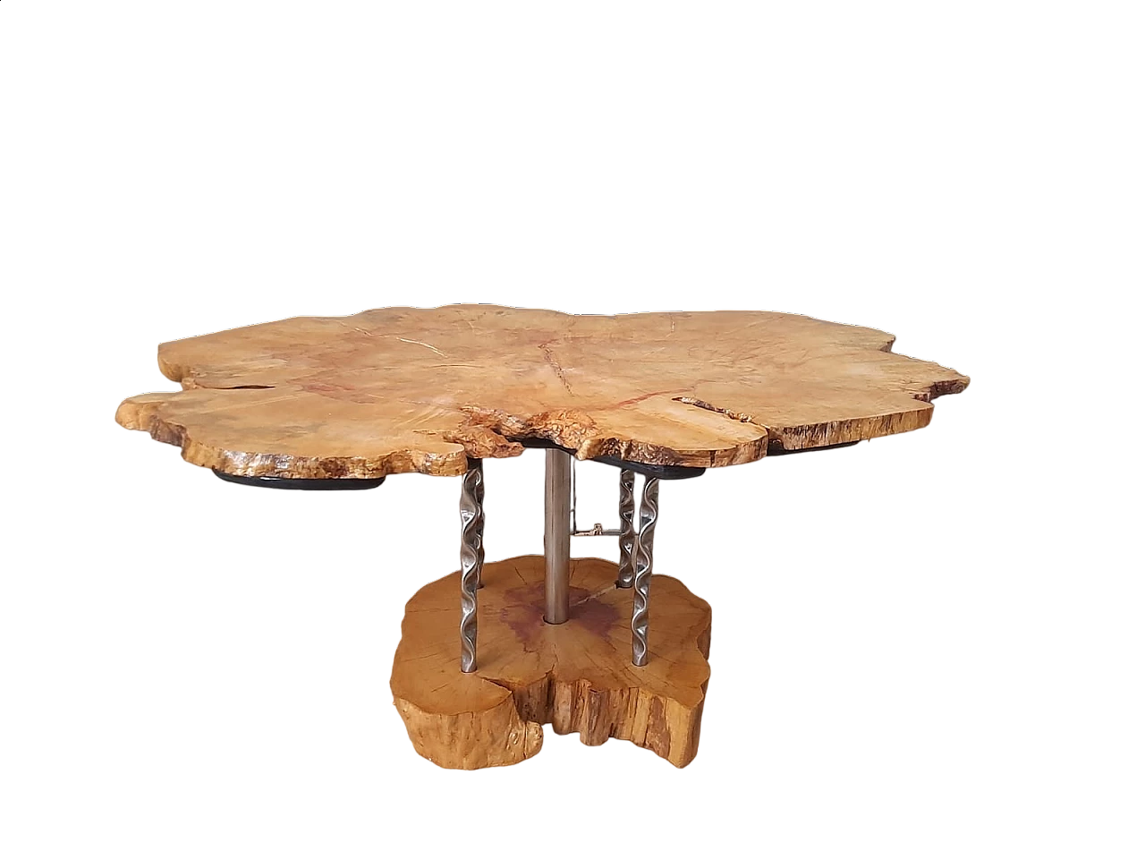 Plane tree wood and iron coffee table 13