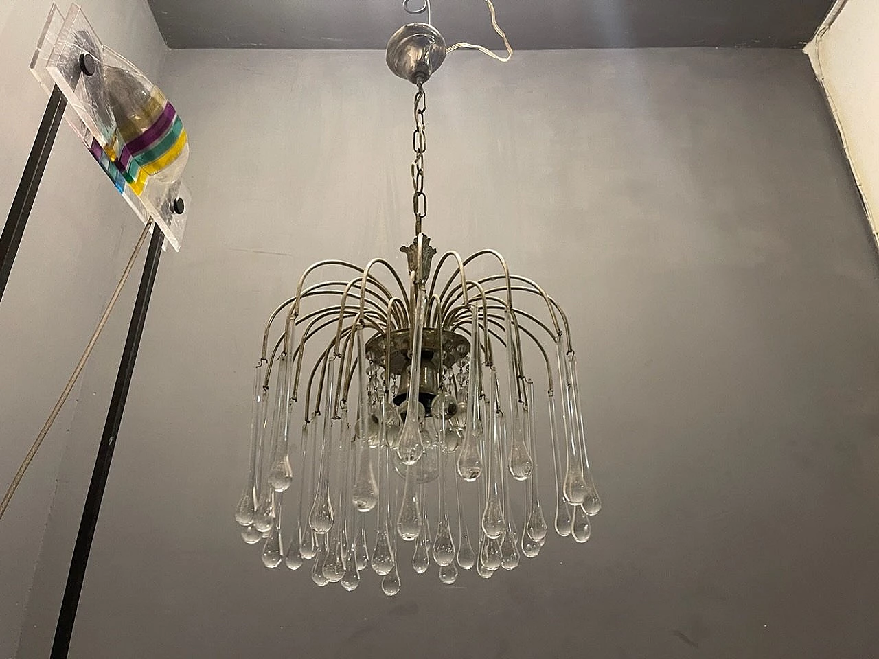 Lampadario a cascata in vetro di Murano, anni '60 2