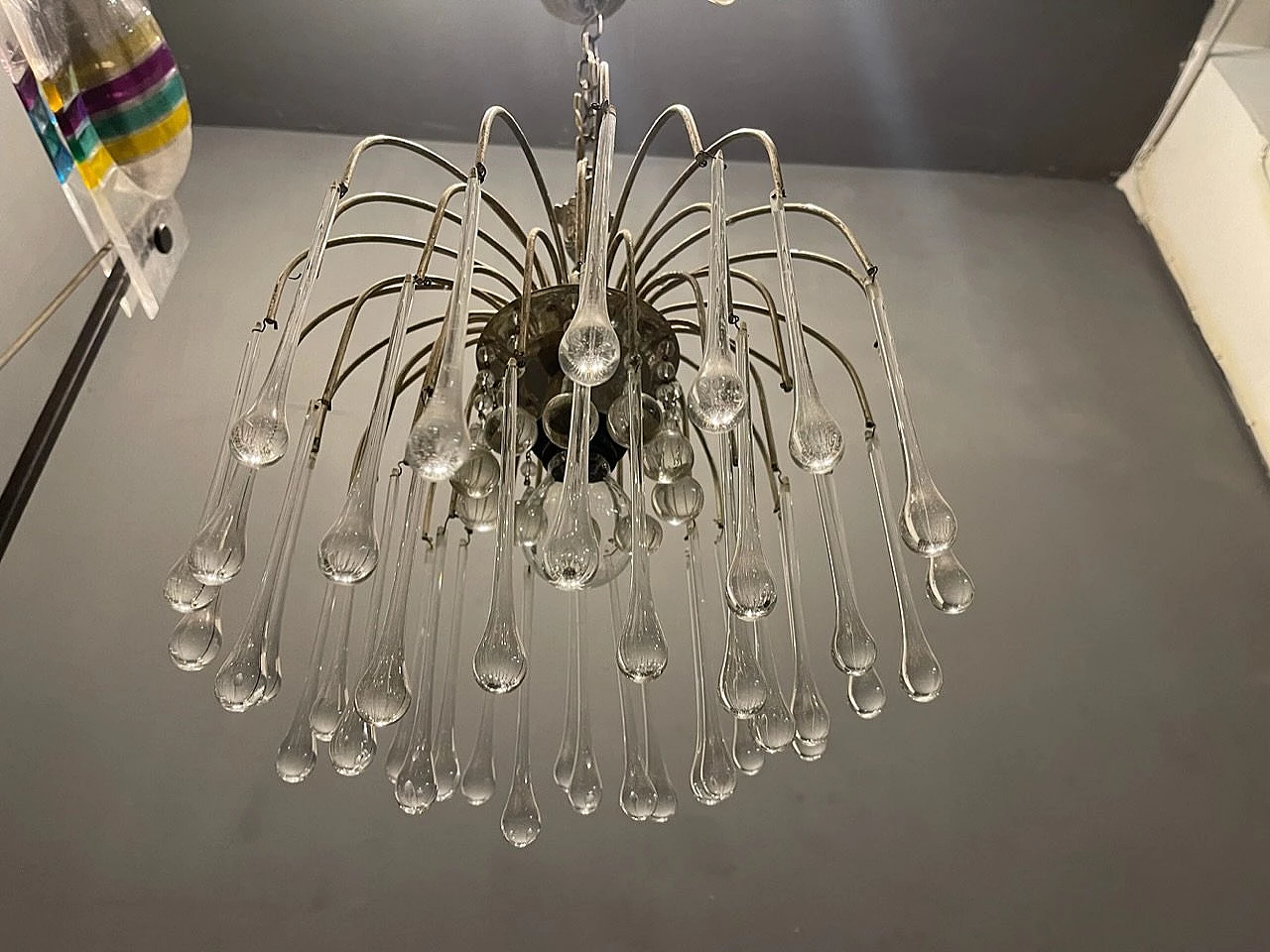 Lampadario a cascata in vetro di Murano, anni '60 5