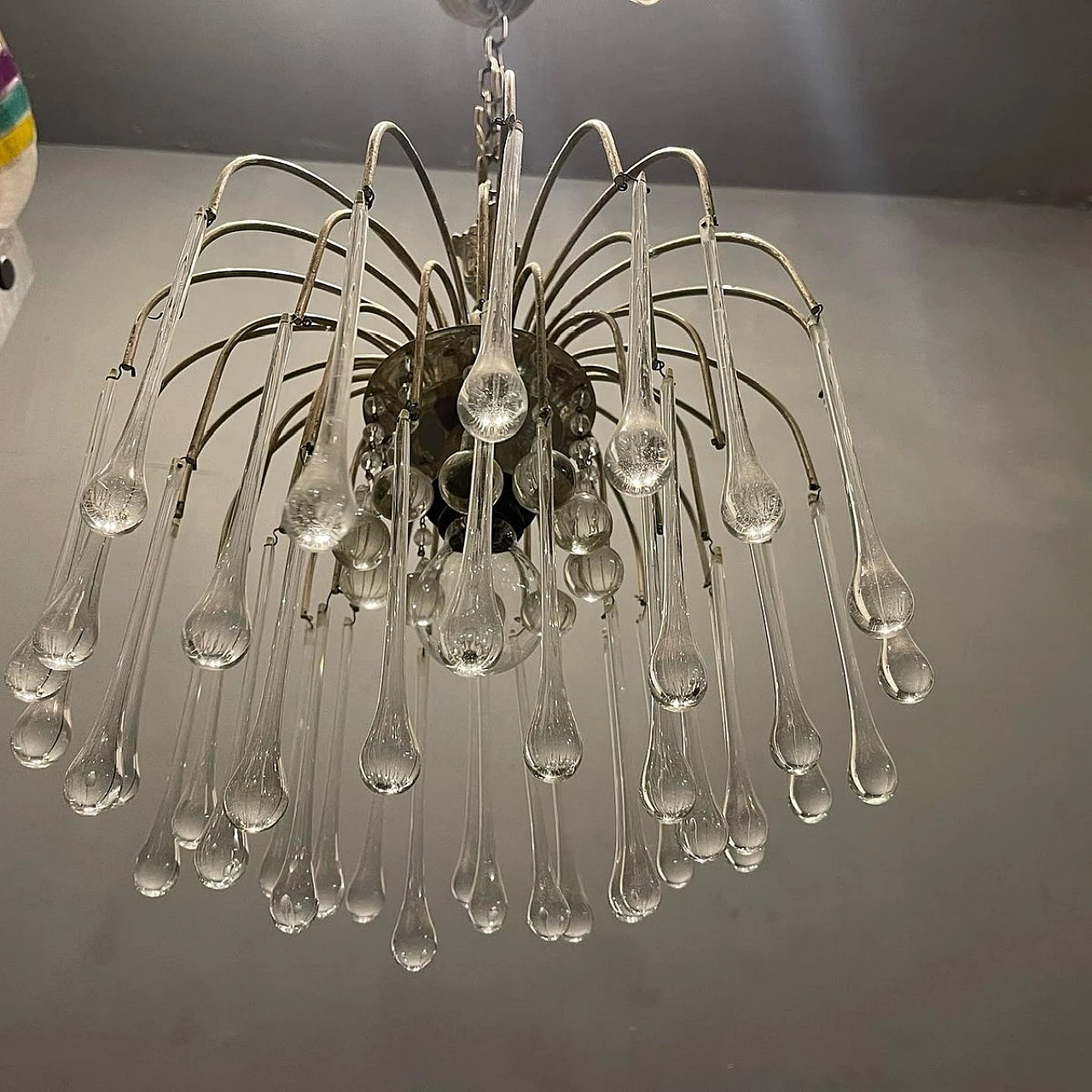 Lampadario a cascata in vetro di Murano, anni '60 6