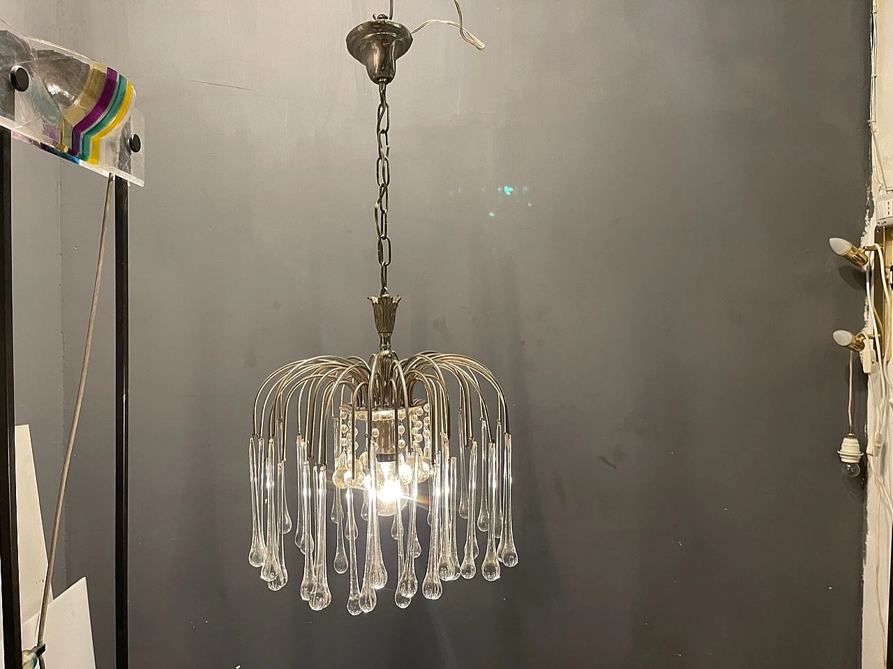 Lampadario a cascata in vetro di Murano, anni '60 7