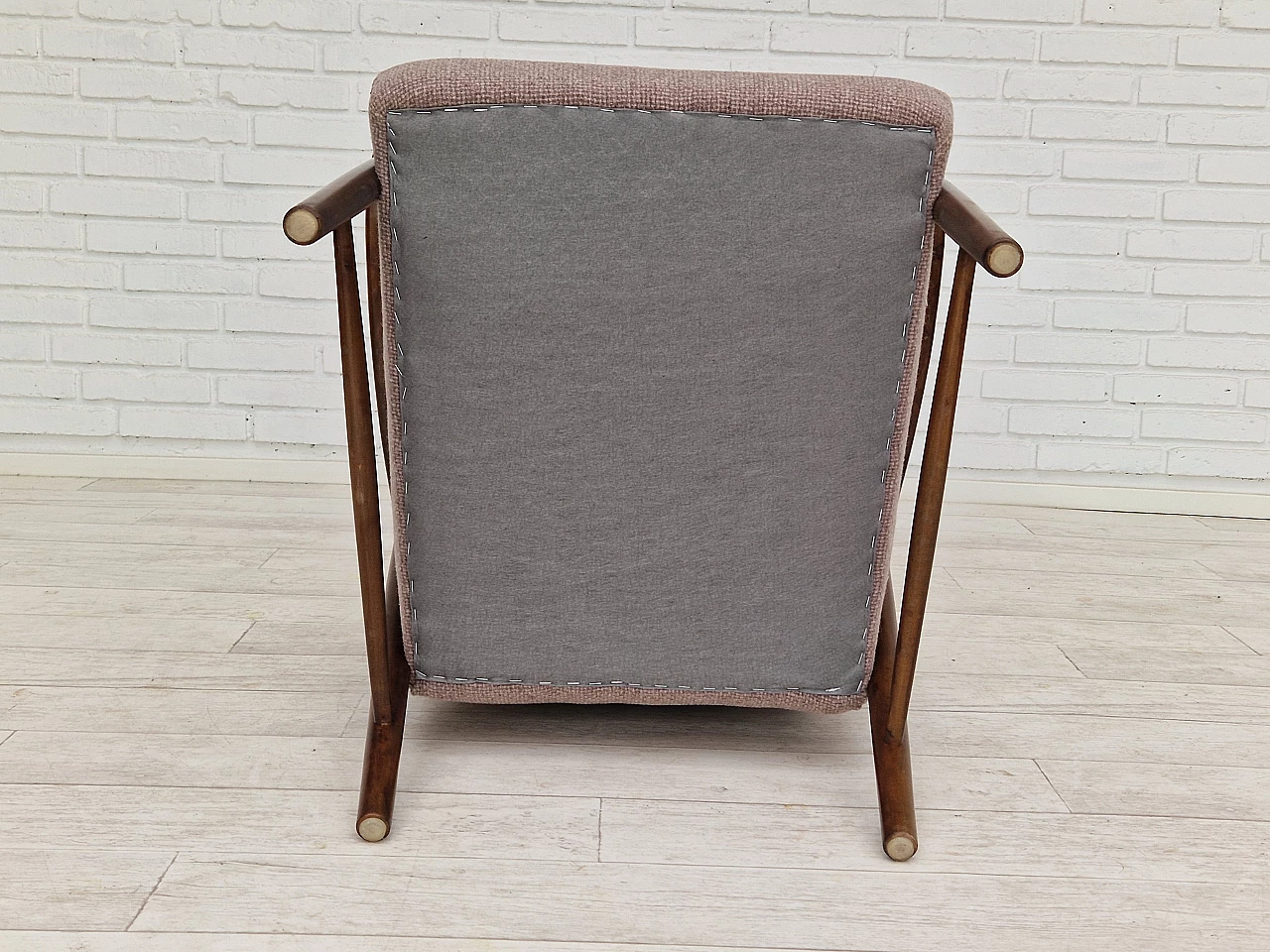 Swedish armchair upholstered in wool with leather buttons, 1960s 16