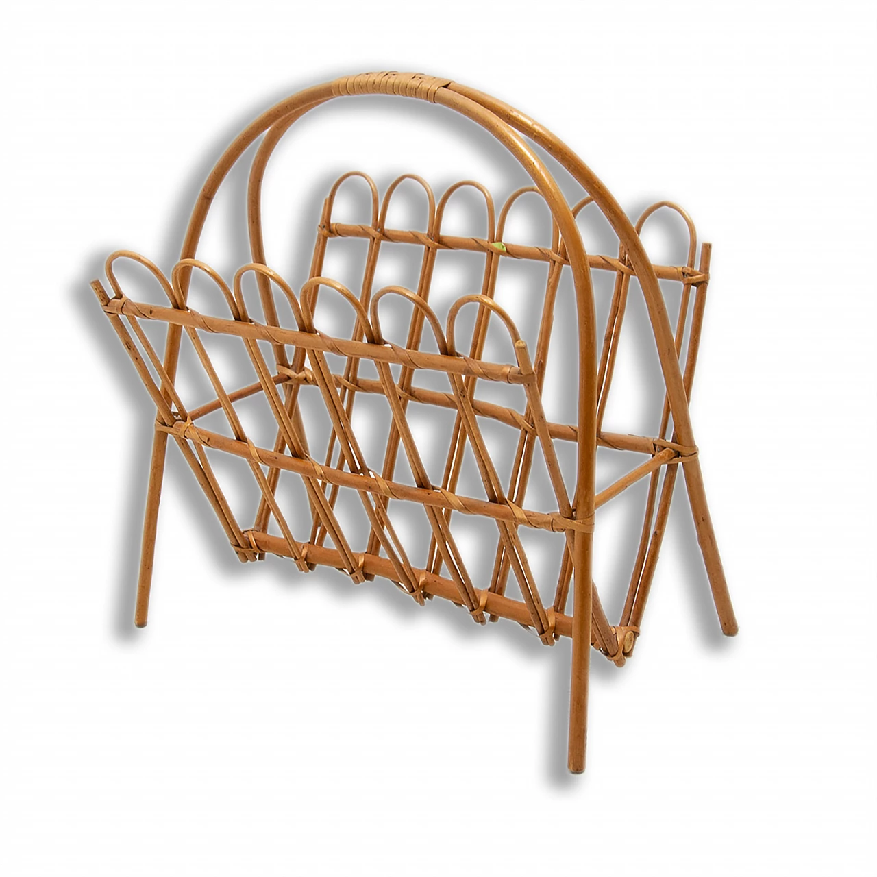 Rattan magazine rack by Jan Kalous for Úluv, 1960s 1