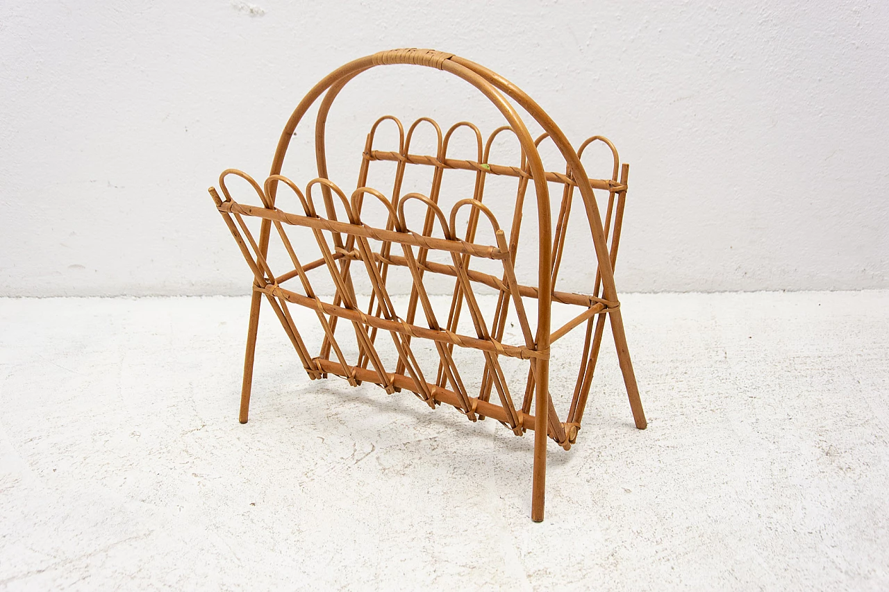 Rattan magazine rack by Jan Kalous for Úluv, 1960s 2