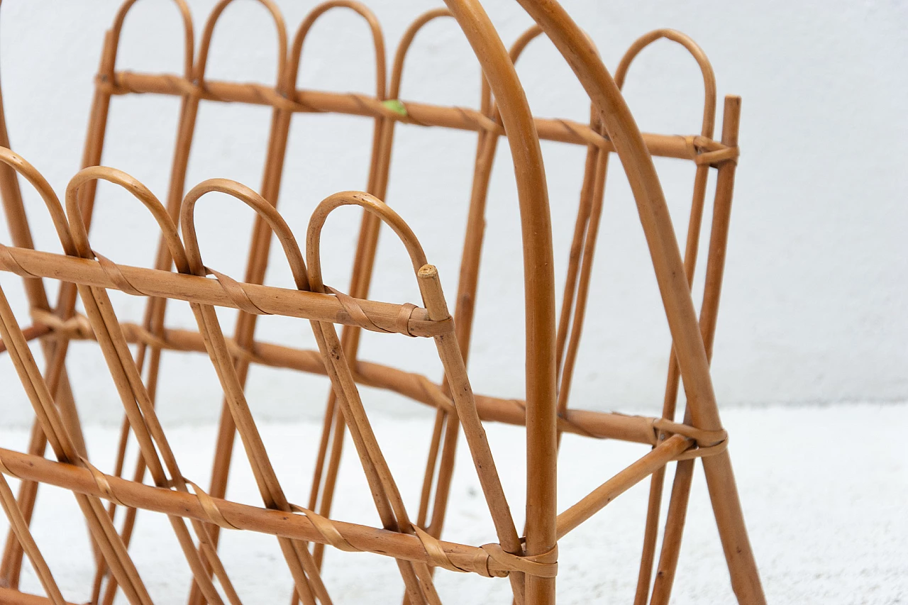Rattan magazine rack by Jan Kalous for Úluv, 1960s 3