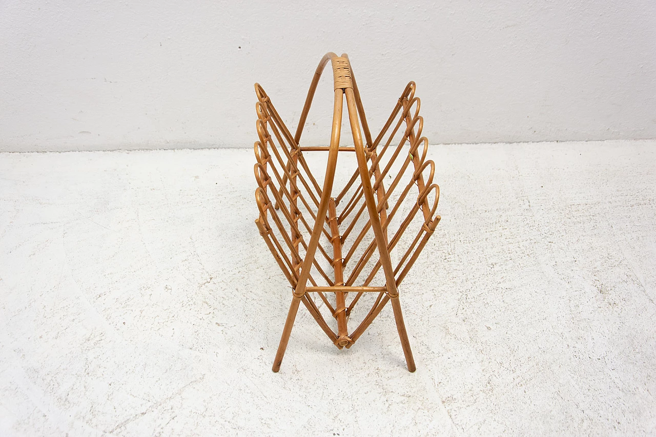 Rattan magazine rack by Jan Kalous for Úluv, 1960s 7