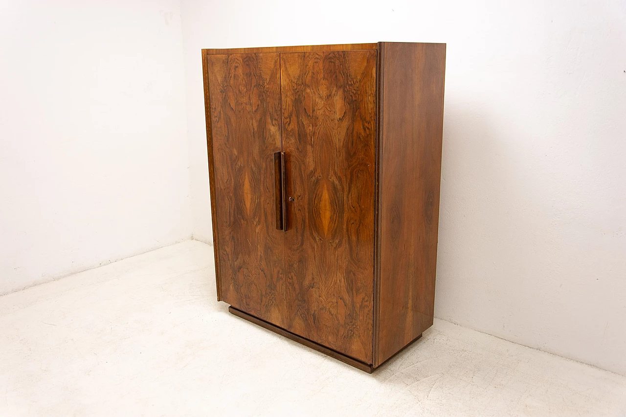 Walnut functionalist wardrobe by UP Zavody, 1950s 2