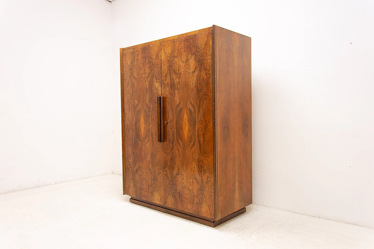 Walnut functionalist wardrobe by UP Zavody, 1950s 3