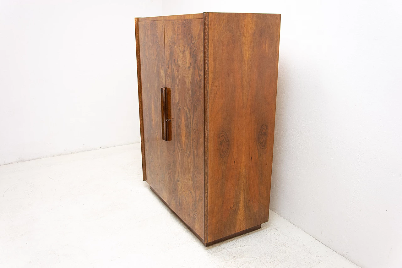 Walnut functionalist wardrobe by UP Zavody, 1950s 4