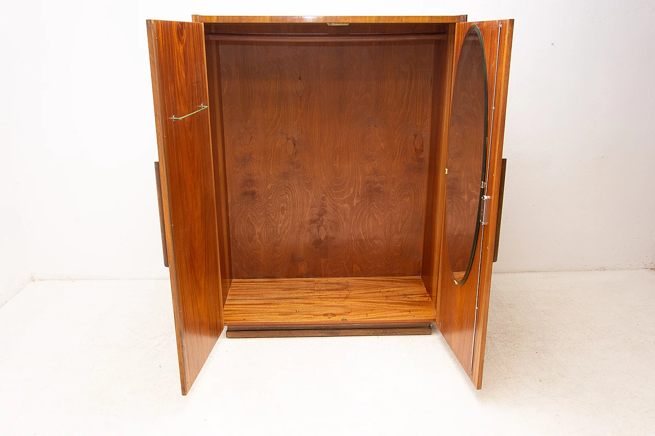 Walnut functionalist wardrobe by UP Zavody, 1950s 5