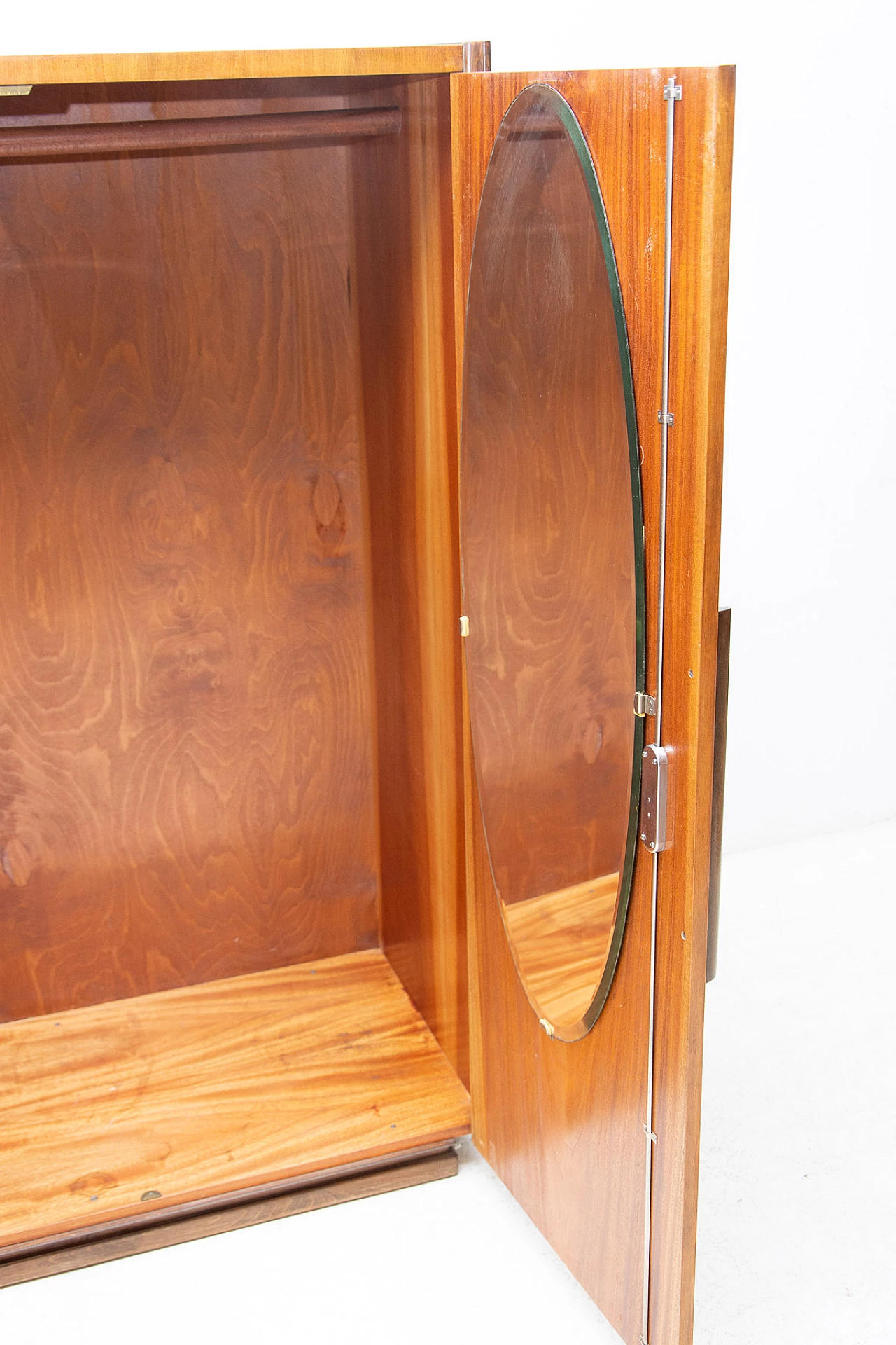 Walnut functionalist wardrobe by UP Zavody, 1950s 8