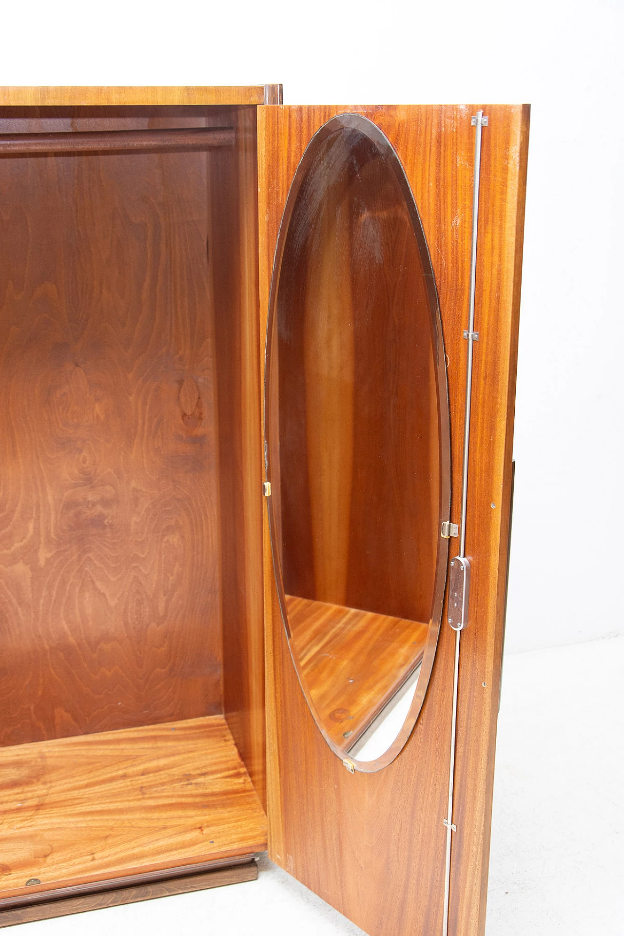 Walnut functionalist wardrobe by UP Zavody, 1950s 9