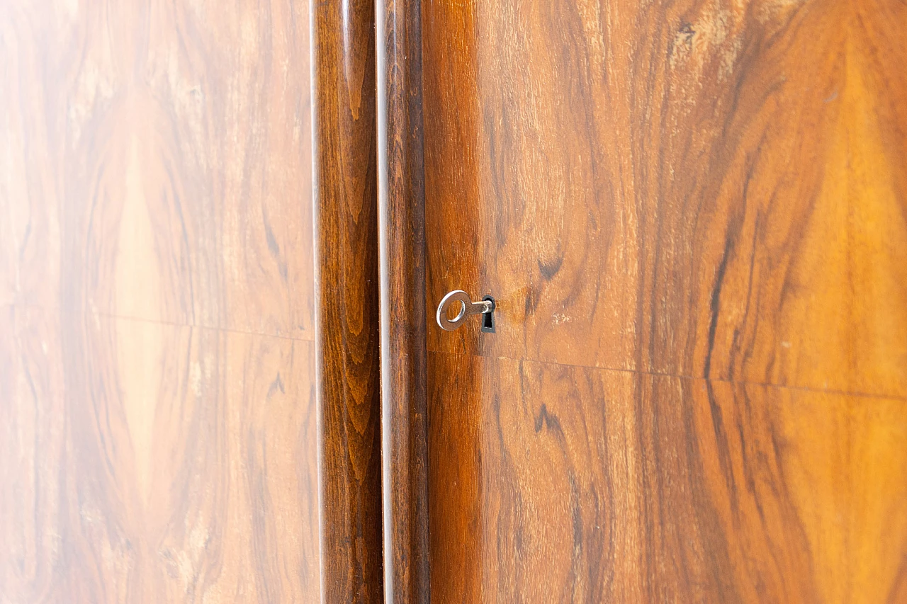 Walnut functionalist wardrobe by UP Zavody, 1950s 13