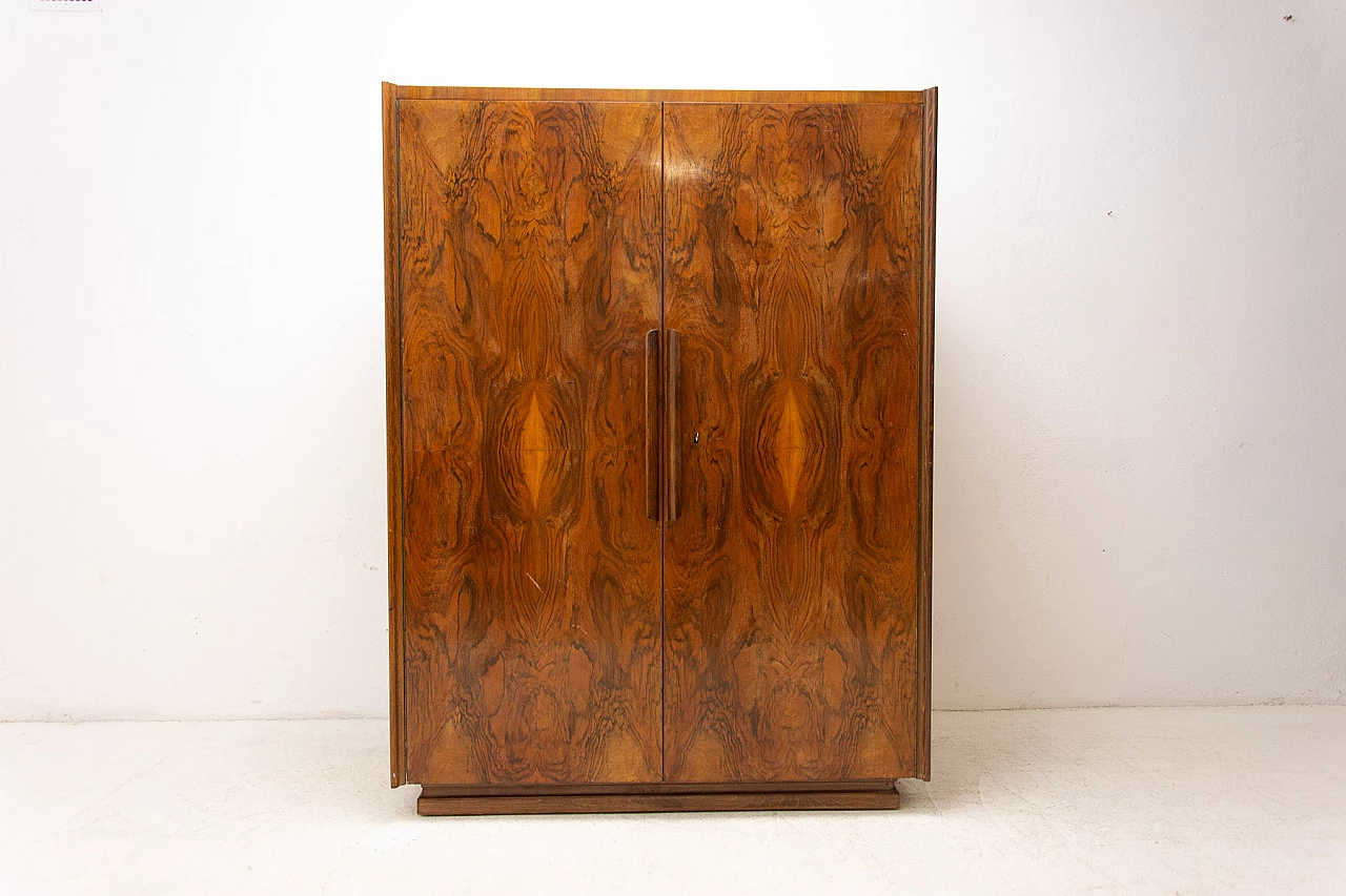 Walnut functionalist wardrobe by UP Zavody, 1950s 20