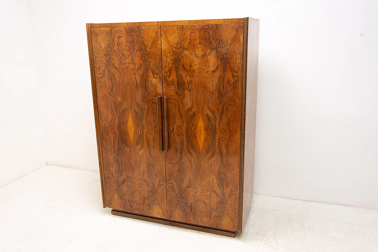 Walnut functionalist wardrobe by UP Zavody, 1950s 22