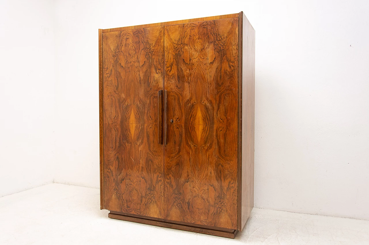 Walnut functionalist wardrobe by UP Zavody, 1950s 23