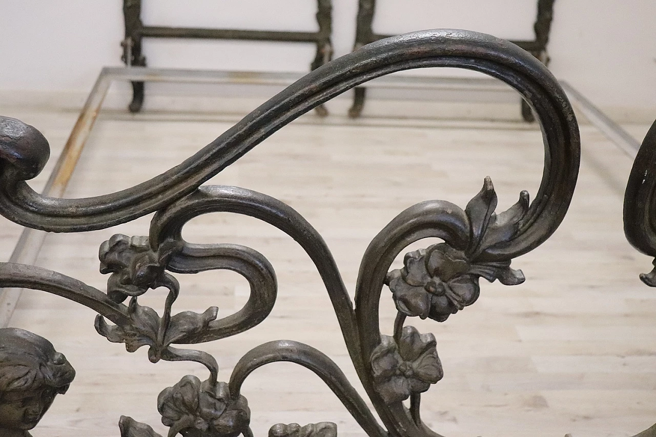 Hand-forged cast iron Art Nouveau double bed, late 19th century 5