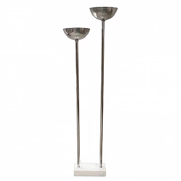 Chrome-plated metal floor lamp with marble base, 1980s