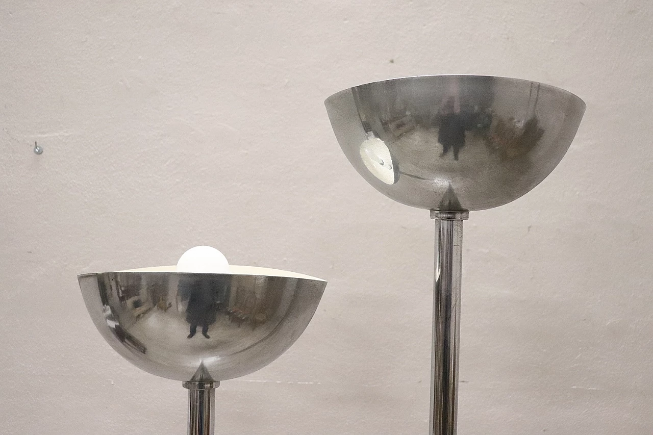 Chrome-plated metal floor lamp with marble base, 1980s 3