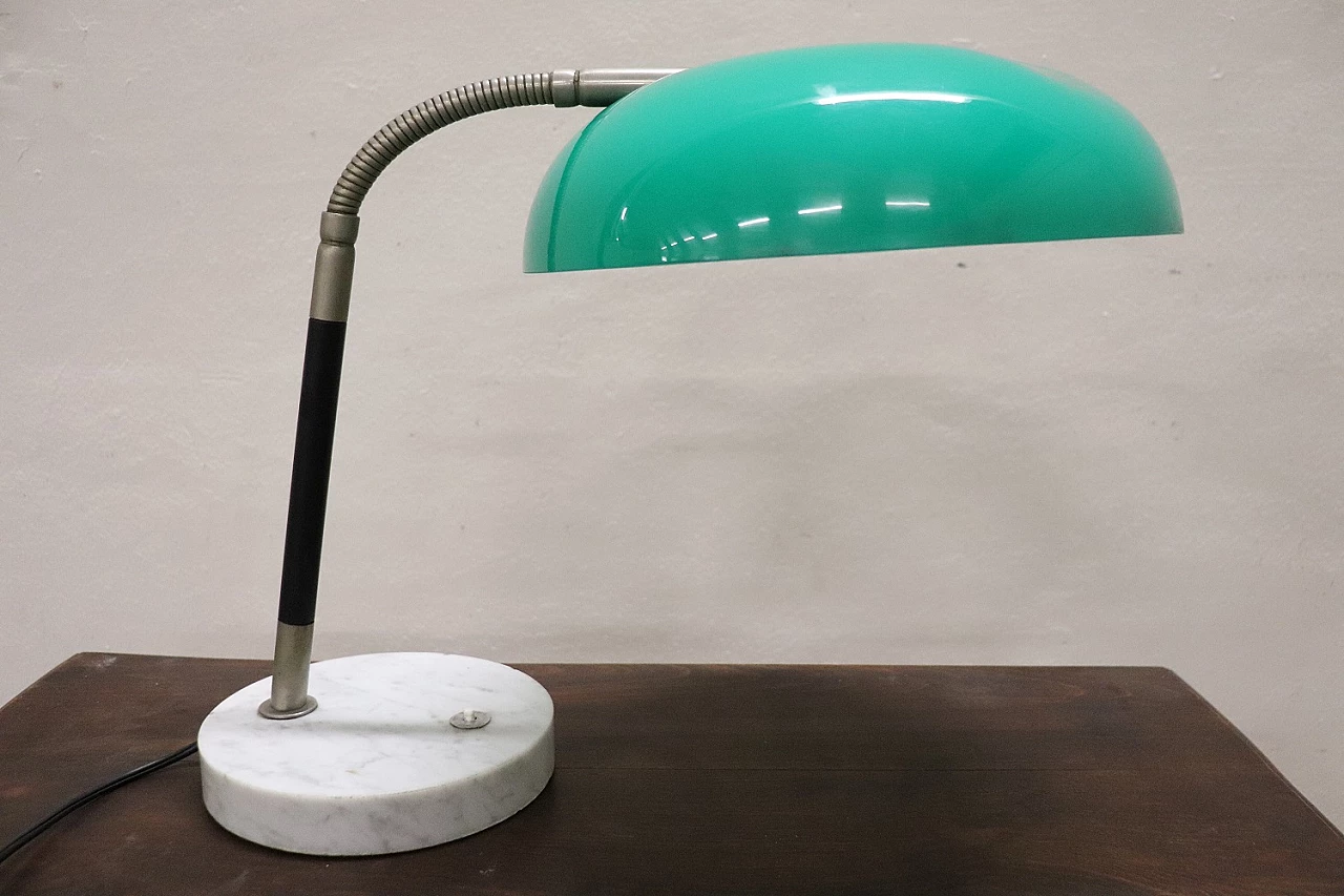 Acrylic glass and brass table lamp with marble base by Stilux, 1960s 5