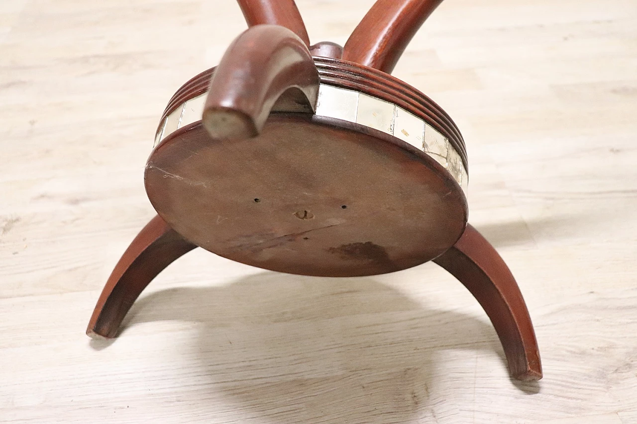 Round coffee table with wooden base and decorated glass top, 1950s 9