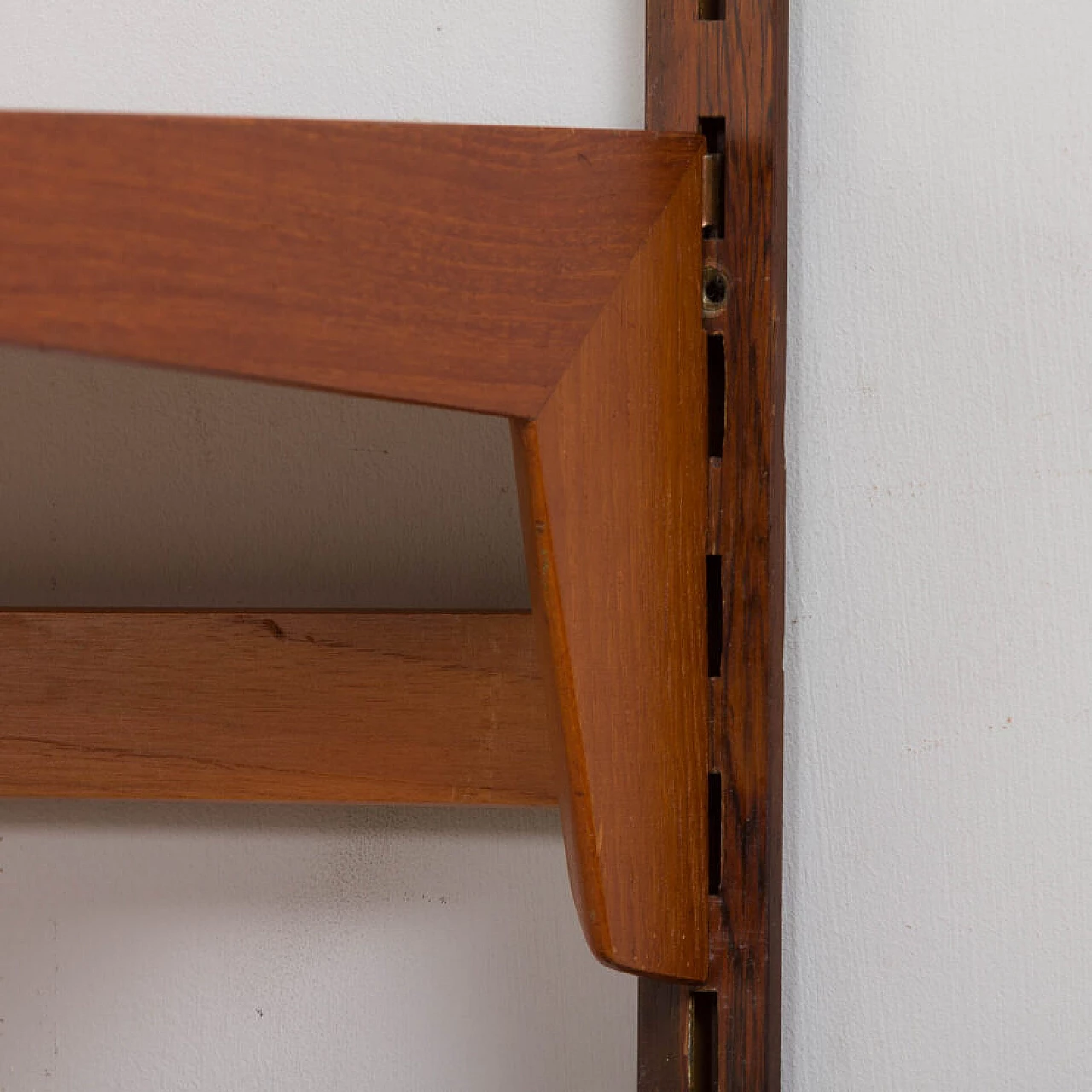 Modular teak bookcase with nine wall shelves and three cabinets by K. Kristiansen for FM Mobler, 1960s 24