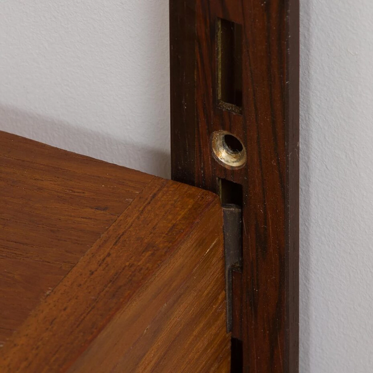 Modular teak bookcase with nine wall shelves and three cabinets by K. Kristiansen for FM Mobler, 1960s 25