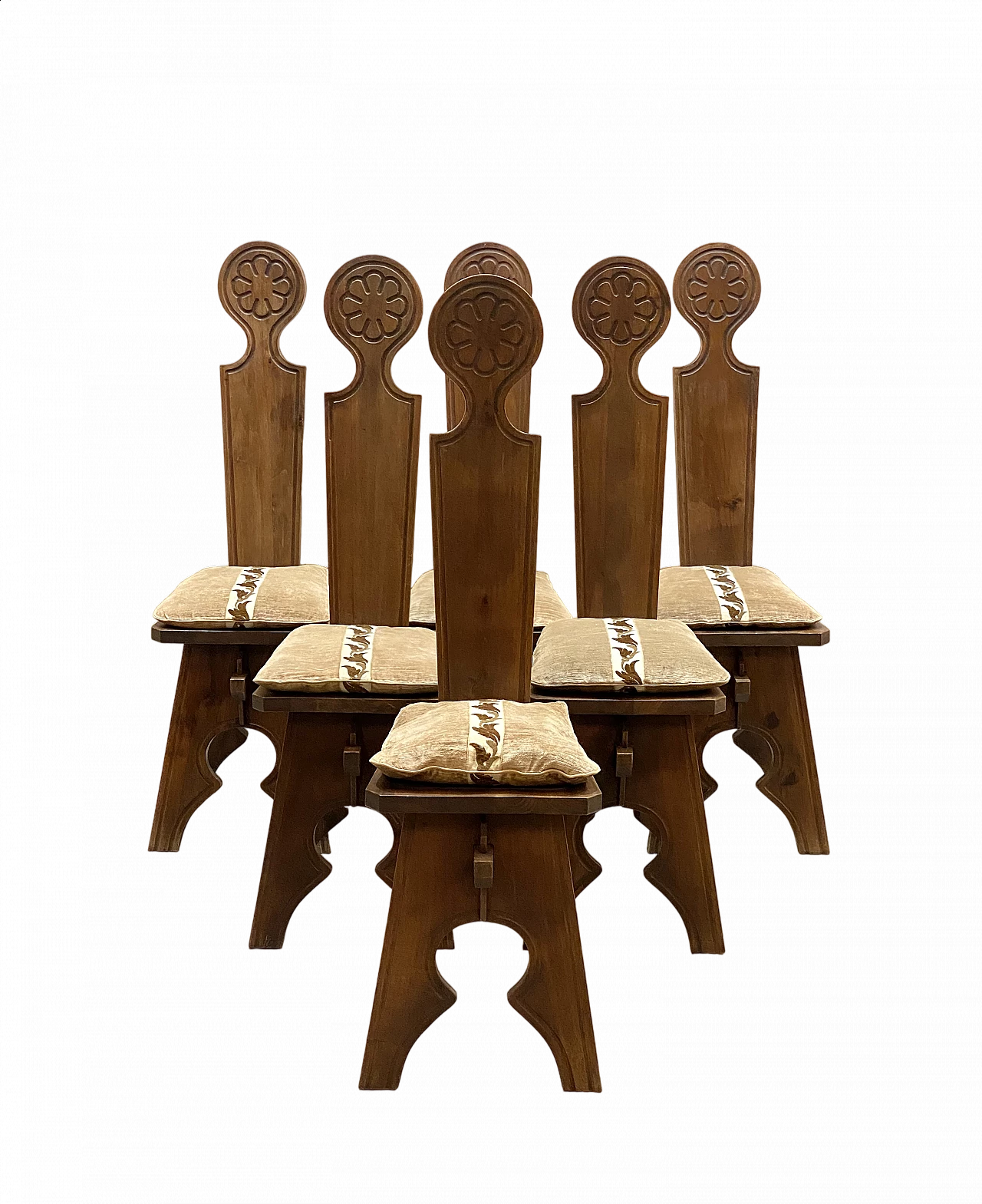 6 Walnut chairs, 1960s 13