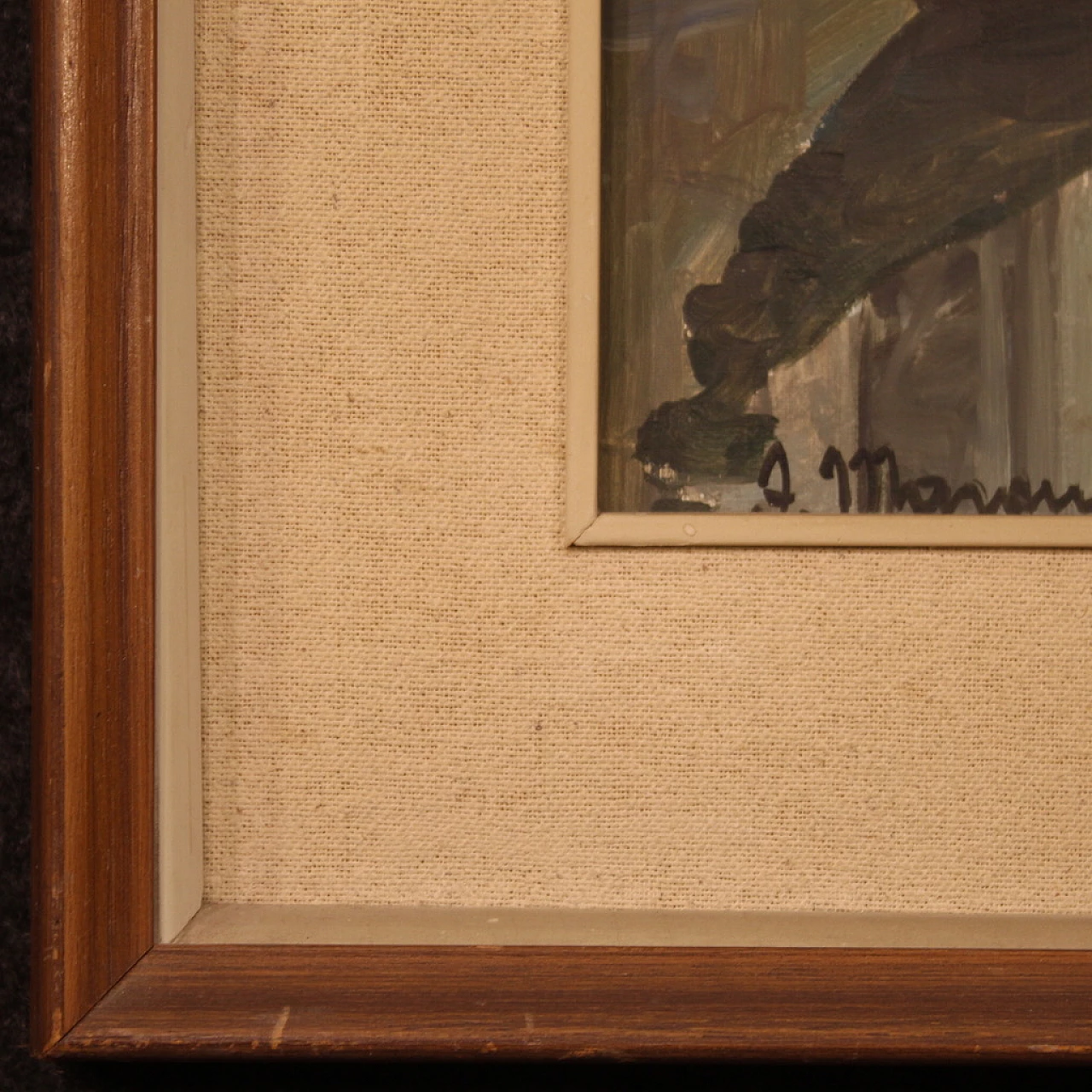 Dipinto di veduta di Venezia, olio su tela, anni '60 5