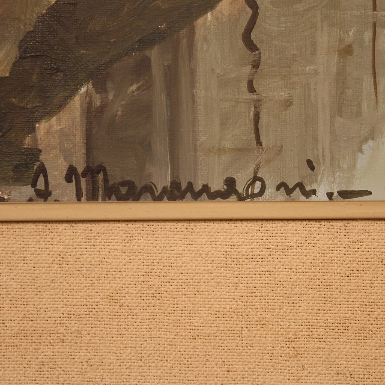 Dipinto di veduta di Venezia, olio su tela, anni '60 6