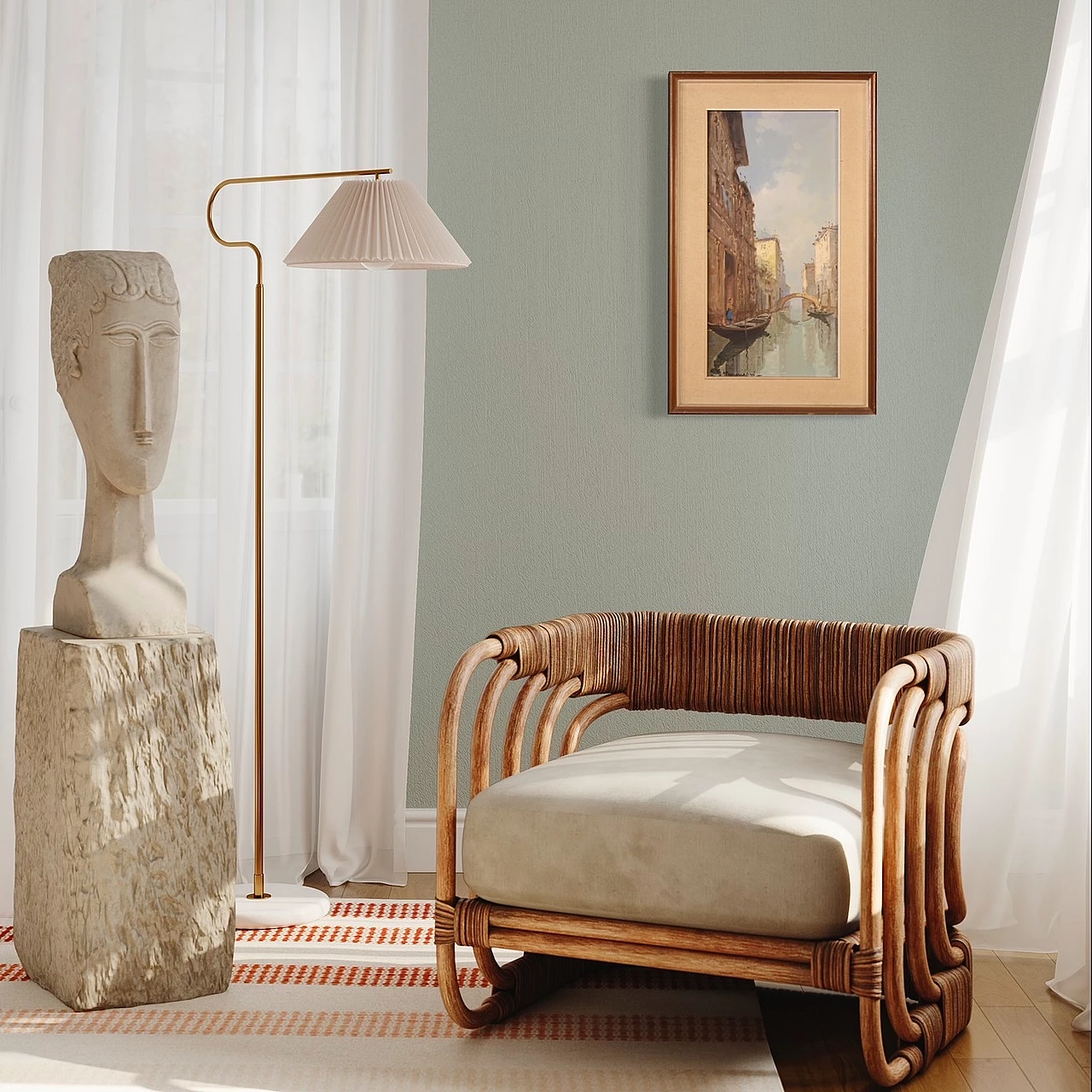 Dipinto di veduta di Venezia, olio su tela, anni '60 15